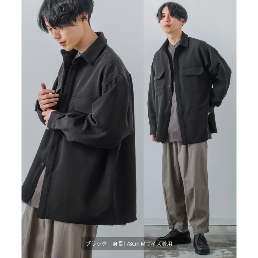 シャツジャケット メンズ ストレッチ アウター ブルゾン ミリタリーシャツ ワークシャツ セットアップ きれいめカジュアル モード 韓国ファッション | improves | 02