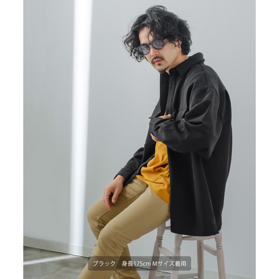 シャツジャケット メンズ ストレッチ アウター ブルゾン ミリタリーシャツ ワークシャツ セットアップ きれいめカジュアル モード 韓国ファッション | improves | 03