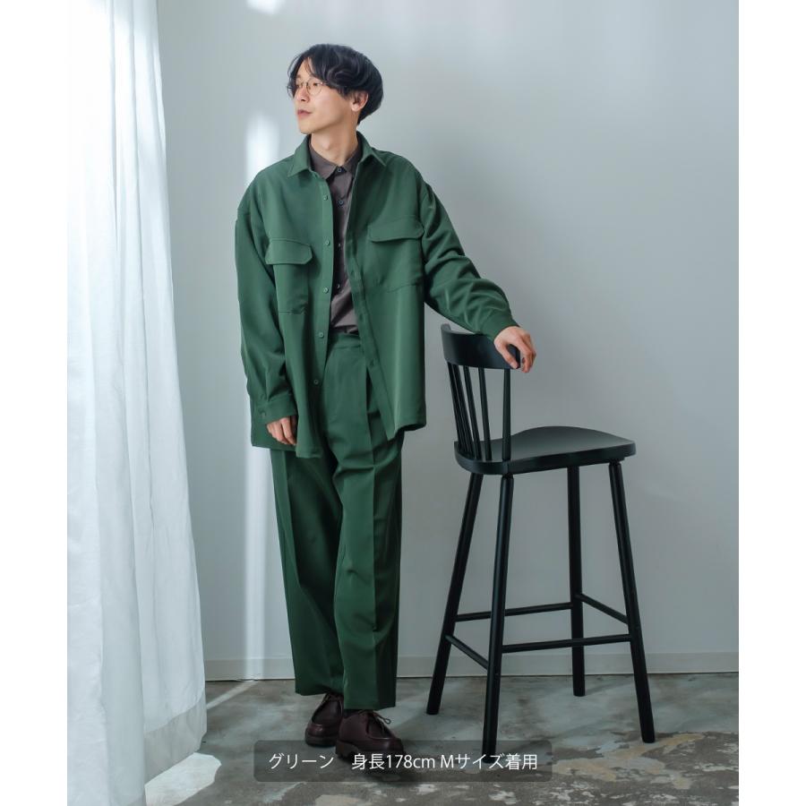 シャツジャケット メンズ ストレッチ アウター ブルゾン ミリタリーシャツ ワークシャツ セットアップ きれいめカジュアル モード 韓国ファッション | improves | 08