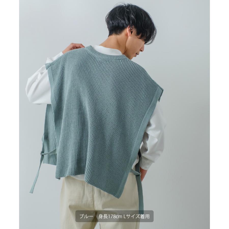 サイドセパレート ニットベスト メンズ ハイバルキー 片畦 リングセパレート あぜ編み ゆったり バルーンシルエット きれいめカジュアル モード | improves | 13
