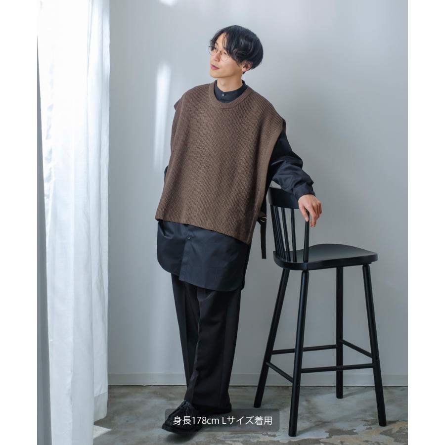 サイドセパレート ニットベスト メンズ ハイバルキー 片畦 リングセパレート あぜ編み ゆったり バルーンシルエット きれいめカジュアル モード | improves | 17