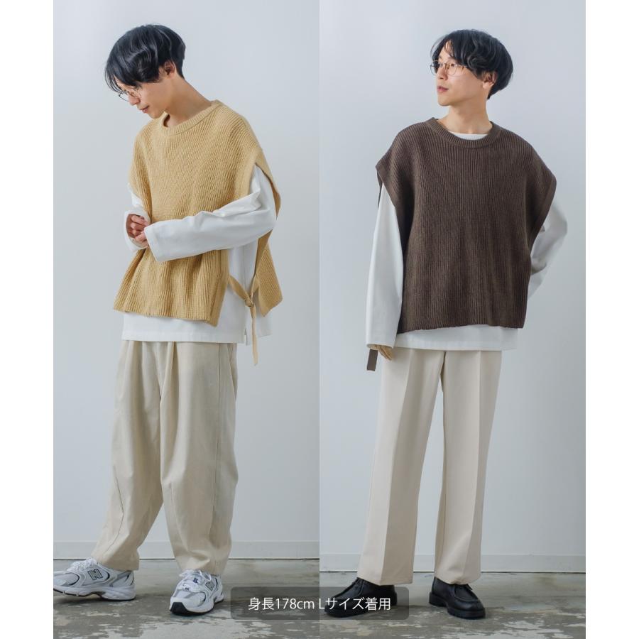 サイドセパレート ニットベスト メンズ ハイバルキー 片畦 リングセパレート あぜ編み ゆったり バルーンシルエット きれいめカジュアル モード | improves | 18
