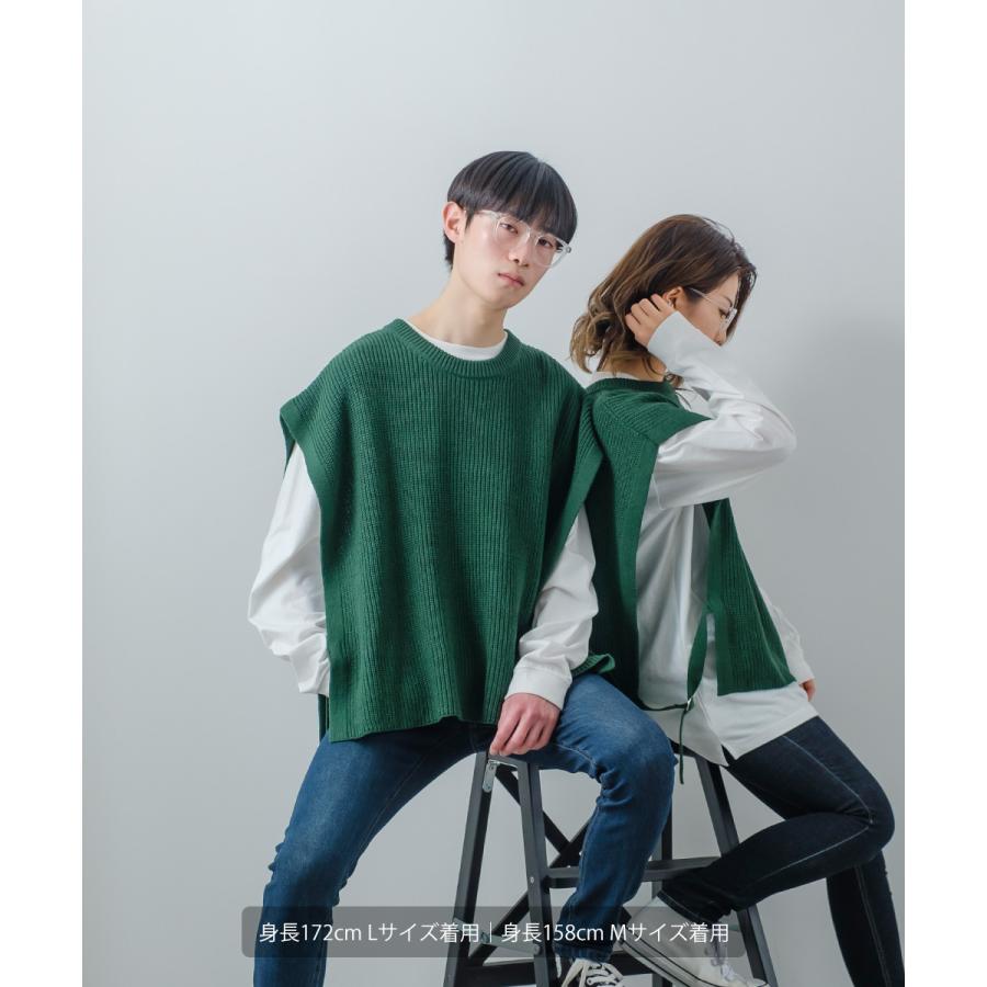 サイドセパレート ニットベスト メンズ ハイバルキー 片畦 リングセパレート あぜ編み ゆったり バルーンシルエット きれいめカジュアル モード | improves | 03
