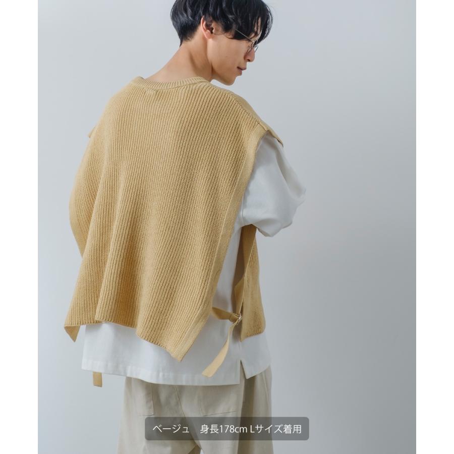 サイドセパレート ニットベスト メンズ ハイバルキー 片畦 リングセパレート あぜ編み ゆったり バルーンシルエット きれいめカジュアル モード | improves | 06