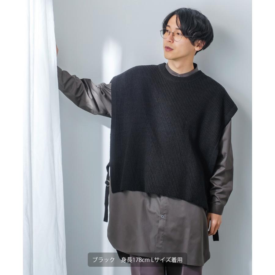 サイドセパレート ニットベスト メンズ ハイバルキー 片畦 リングセパレート あぜ編み ゆったり バルーンシルエット きれいめカジュアル モード | improves | 07