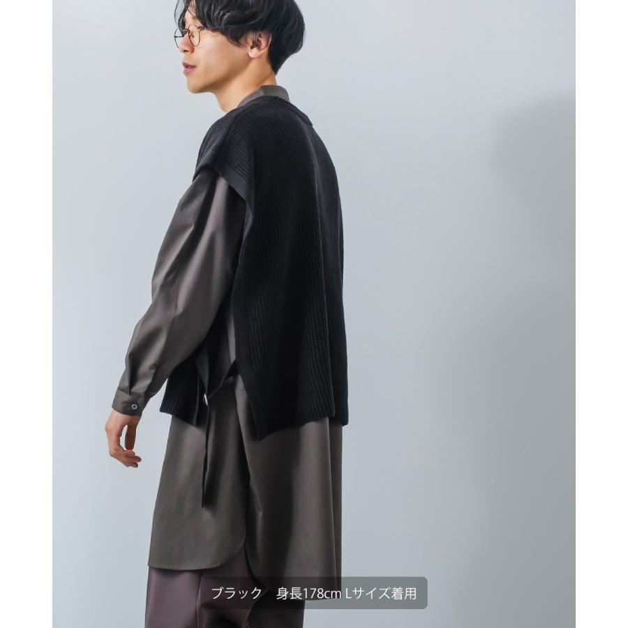 サイドセパレート ニットベスト メンズ ハイバルキー 片畦 リングセパレート あぜ編み ゆったり バルーンシルエット きれいめカジュアル モード | improves | 08