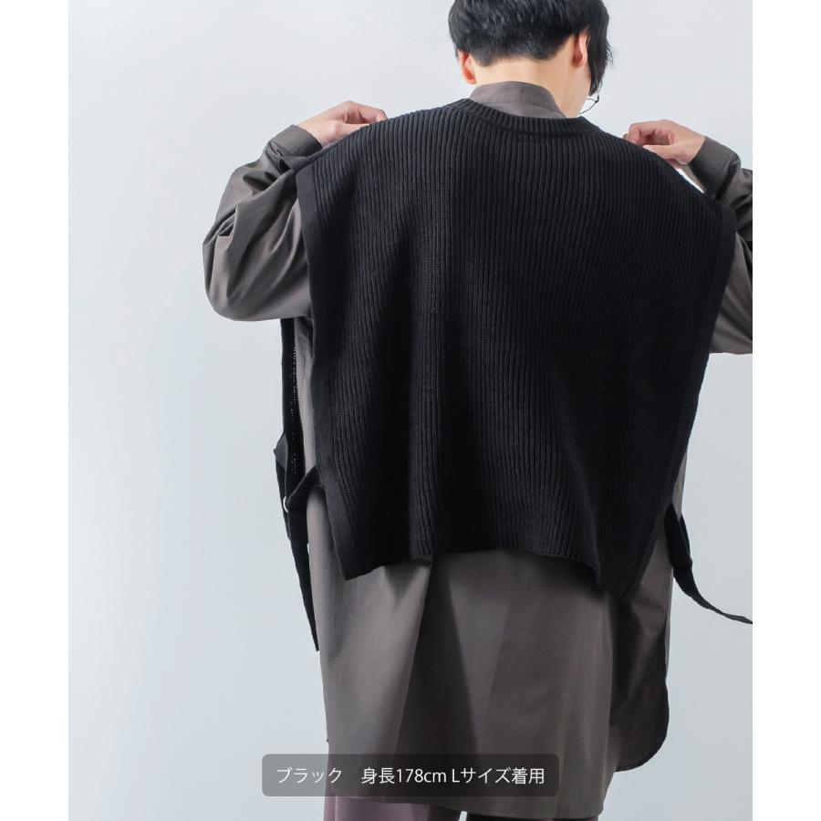 サイドセパレート ニットベスト メンズ ハイバルキー 片畦 リングセパレート あぜ編み ゆったり バルーンシルエット きれいめカジュアル モード | improves | 09