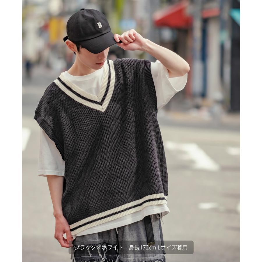 チルデン ニットベスト メンズ ハイバルキー 片畦 テニスニット クリケットニット あぜ編み ゆったり オーバーサイズ 大きめ きれいめカジュアル トラッド | improves | 06