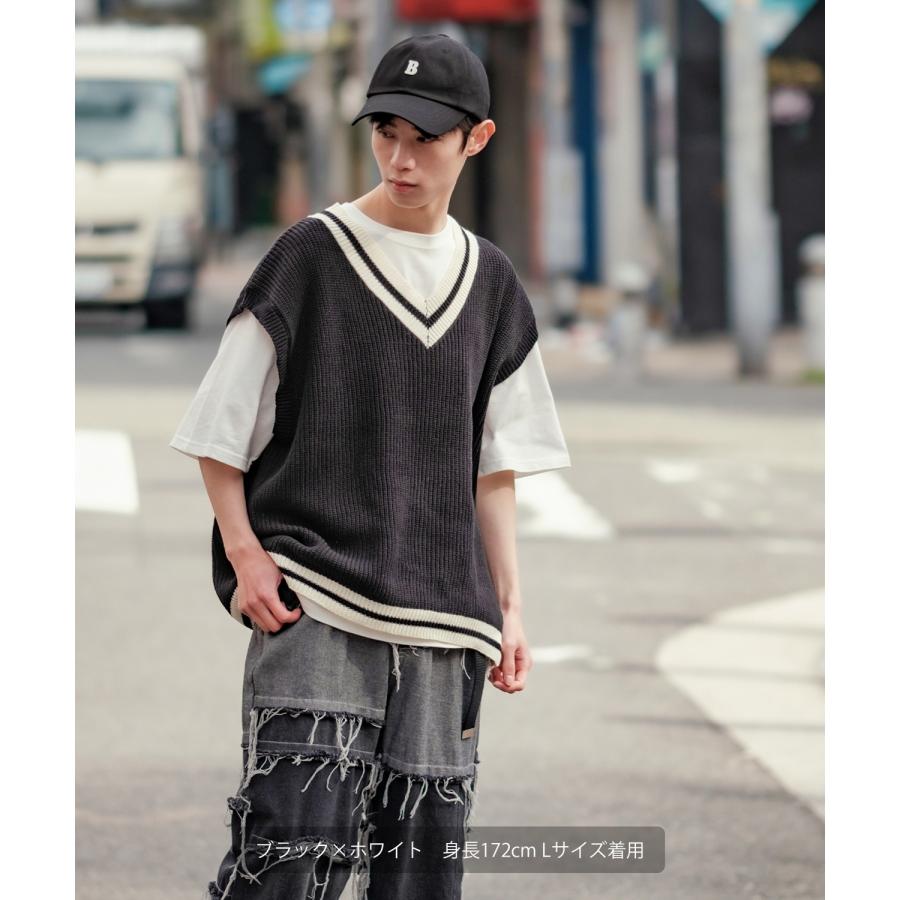 チルデン ニットベスト メンズ ハイバルキー 片畦 テニスニット クリケットニット あぜ編み ゆったり オーバーサイズ 大きめ きれいめカジュアル トラッド | improves | 07