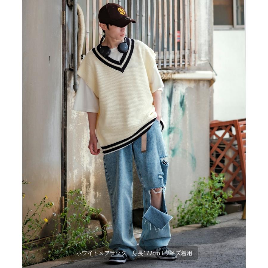 チルデン ニットベスト メンズ ハイバルキー 片畦 テニスニット クリケットニット あぜ編み ゆったり オーバーサイズ 大きめ きれいめカジュアル トラッド | improves | 11