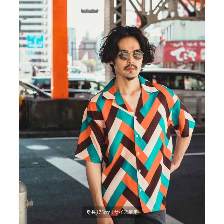 improves 総柄 半袖 オープンカラーシャツ メンズ グラフィック improves 総柄 半袖 オープンカラーシャツ メンズ グラフィック