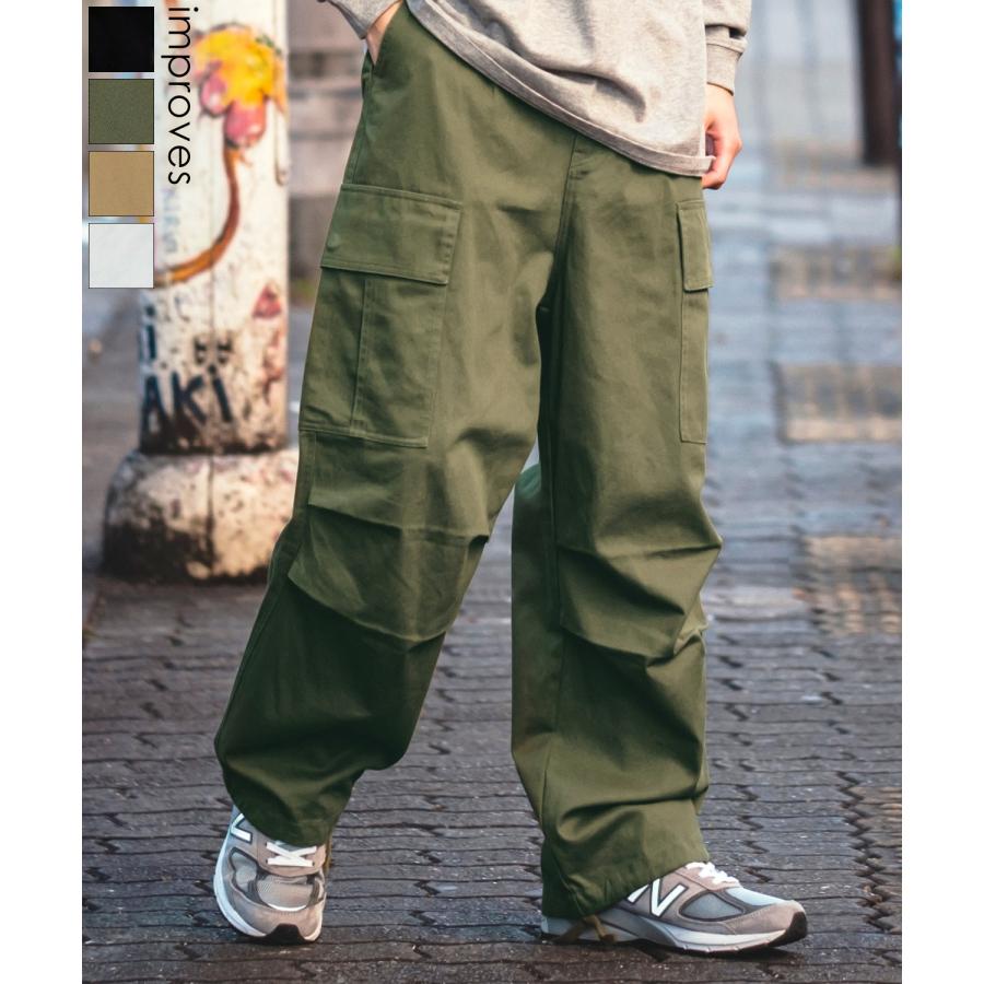 カーゴパンツ メンズ ワイド 極太 コットン ミリタリーパンツ カラーパンツ ワイドパンツ イージーパンツ 大きいサイズ ゆったり 韓国ファッション ストリート Improves インプローブス 通販 Yahoo ショッピング
