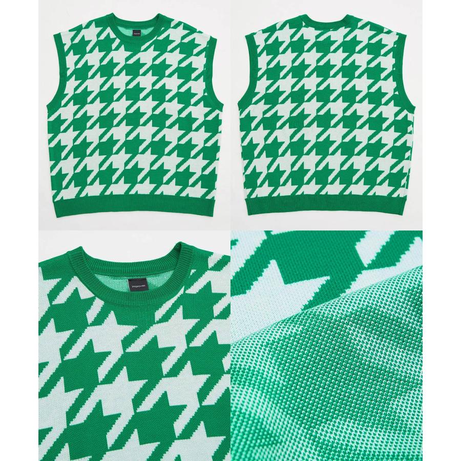 ニットベスト メンズ 千鳥格子 ハウンドトゥース カラーニット オーバーサイズ 大きめ きれいめカジュアル モード ストリート 韓国ファッション | improves | 25