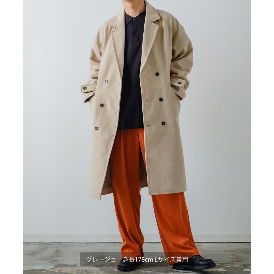 チェスターコート メンズ メルトン ロングコート ノッチドラペル ダブルボタン オーバーサイズ 大きめ きれいめカジュアル モード 韓国ファッション トラッド | improves | 16