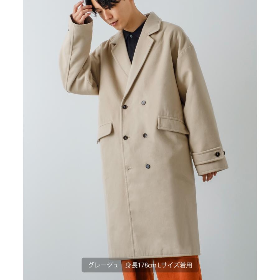 チェスターコート メンズ メルトン ロングコート ノッチドラペル ダブルボタン オーバーサイズ 大きめ きれいめカジュアル モード 韓国ファッション トラッド | improves | 17