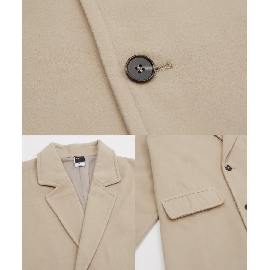 チェスターコート メンズ メルトン ロングコート ノッチドラペル ダブルボタン オーバーサイズ 大きめ きれいめカジュアル モード 韓国ファッション トラッド | improves | 21