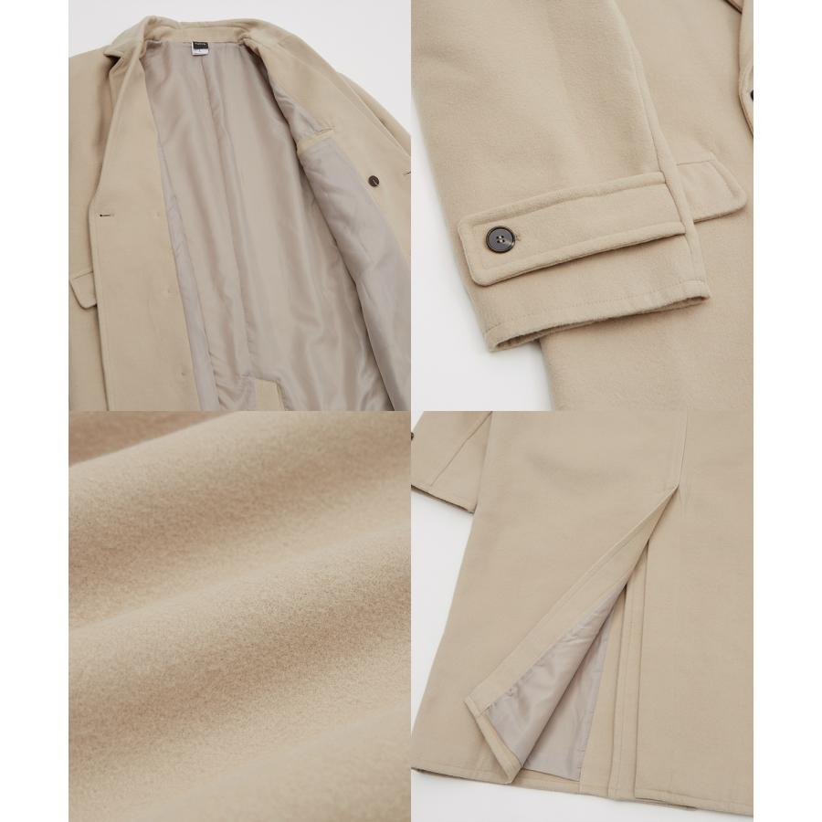 チェスターコート メンズ メルトン ロングコート ノッチドラペル ダブルボタン オーバーサイズ 大きめ きれいめカジュアル モード 韓国ファッション トラッド | improves | 22