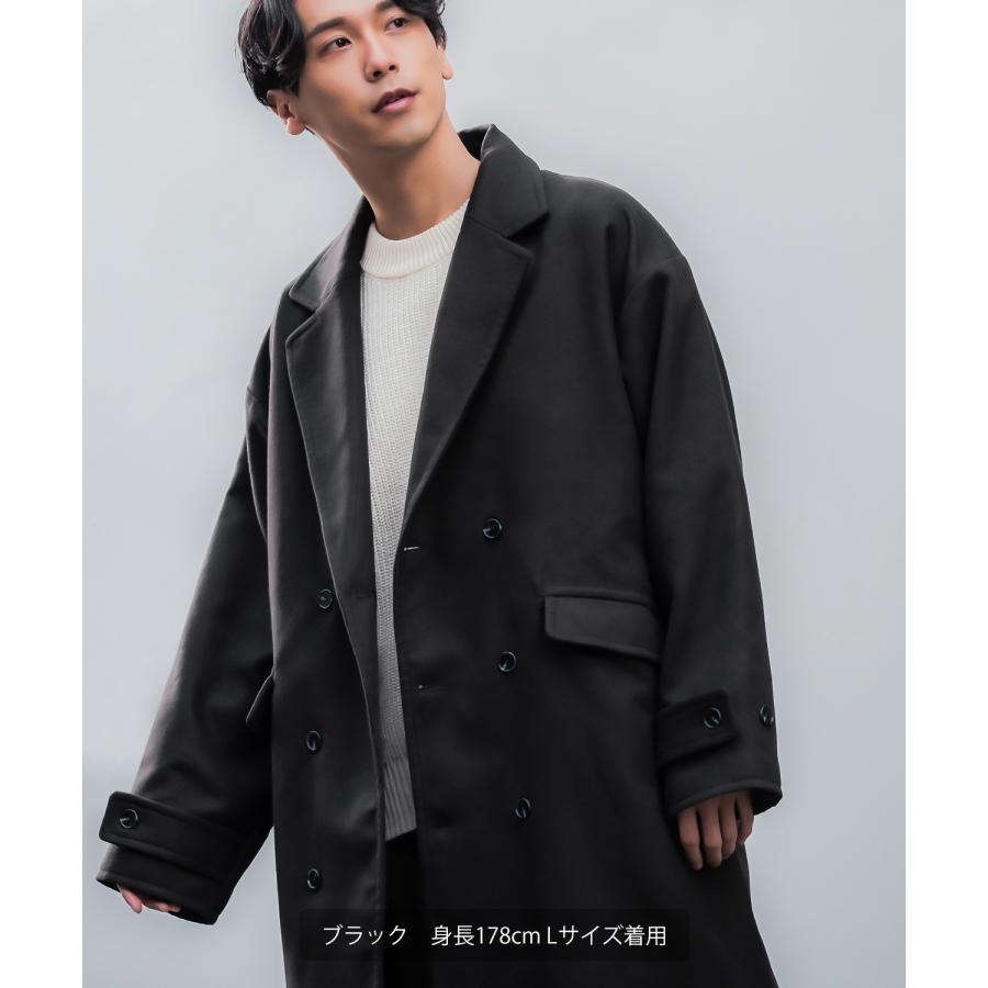チェスターコート メンズ メルトン ロングコート ノッチドラペル ダブルボタン オーバーサイズ 大きめ きれいめカジュアル モード 韓国ファッション トラッド | improves | 08