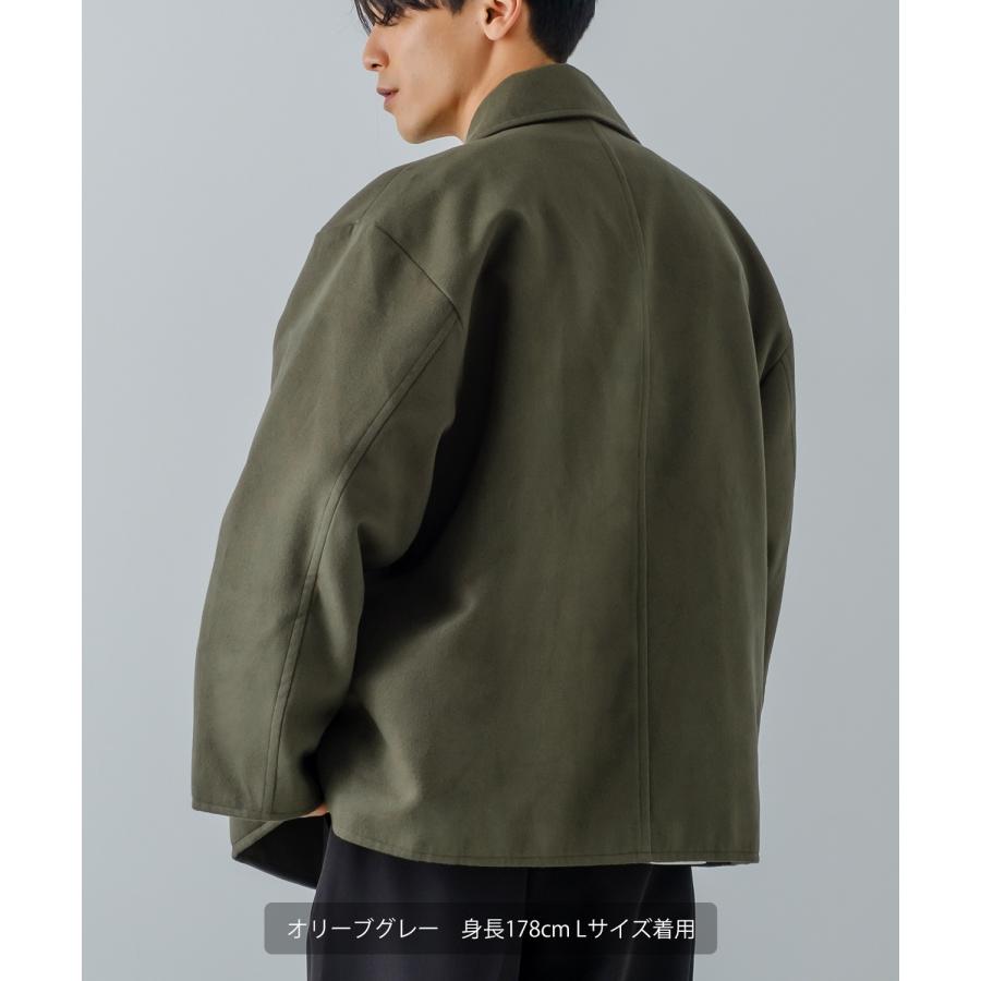 ピーコート メンズ メルトン ショートコート ダブルボタン Pコート オーバーサイズ 大きめ きれいめカジュアル モード 韓国ファッション トラッド | improves | 18