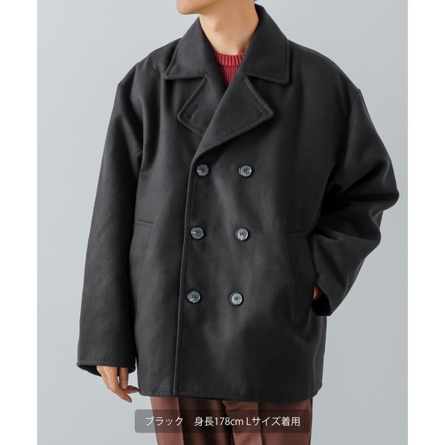 ピーコート メンズ メルトン ショートコート ダブルボタン Pコート オーバーサイズ 大きめ きれいめカジュアル モード 韓国ファッション トラッド | improves | 06