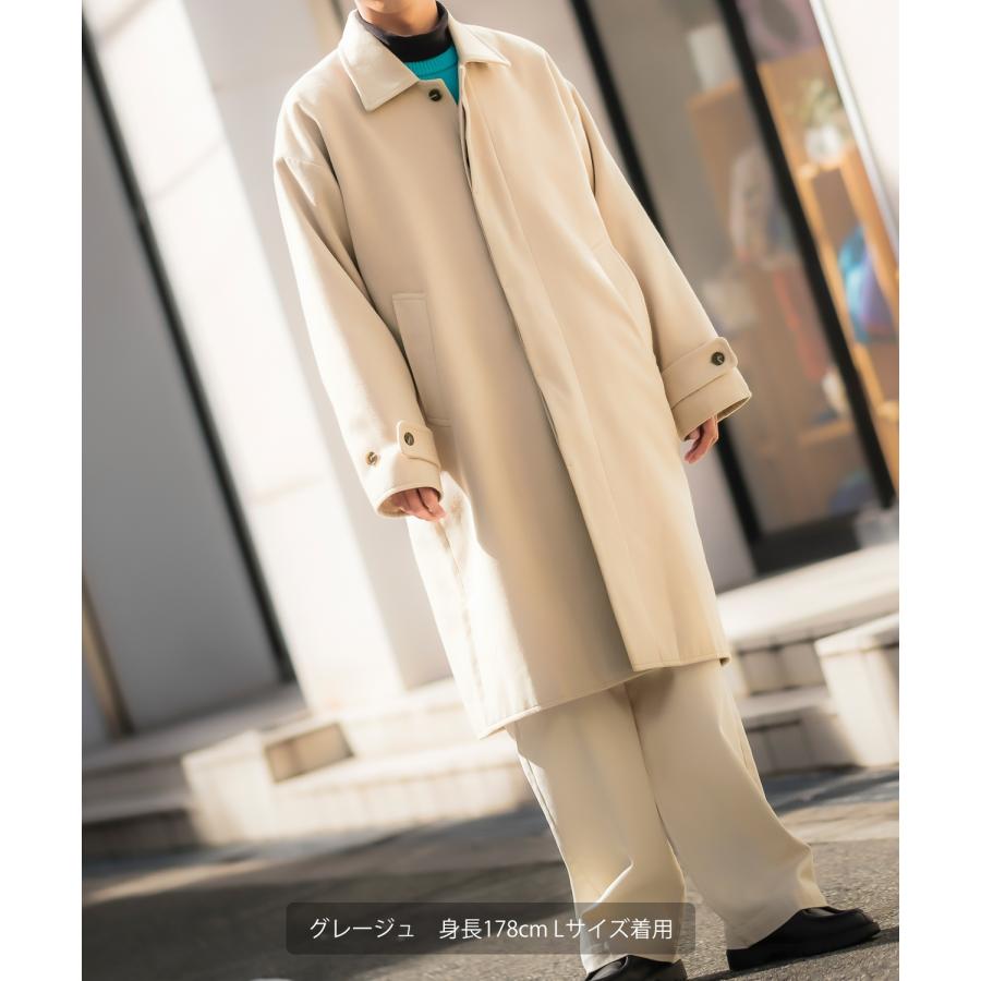 オーバーコート メンズ メルトン ロングコート ショップコート ステンカラーコート オーバーサイズ 大きめ きれいめカジュアル モード トラッド | improves | 14