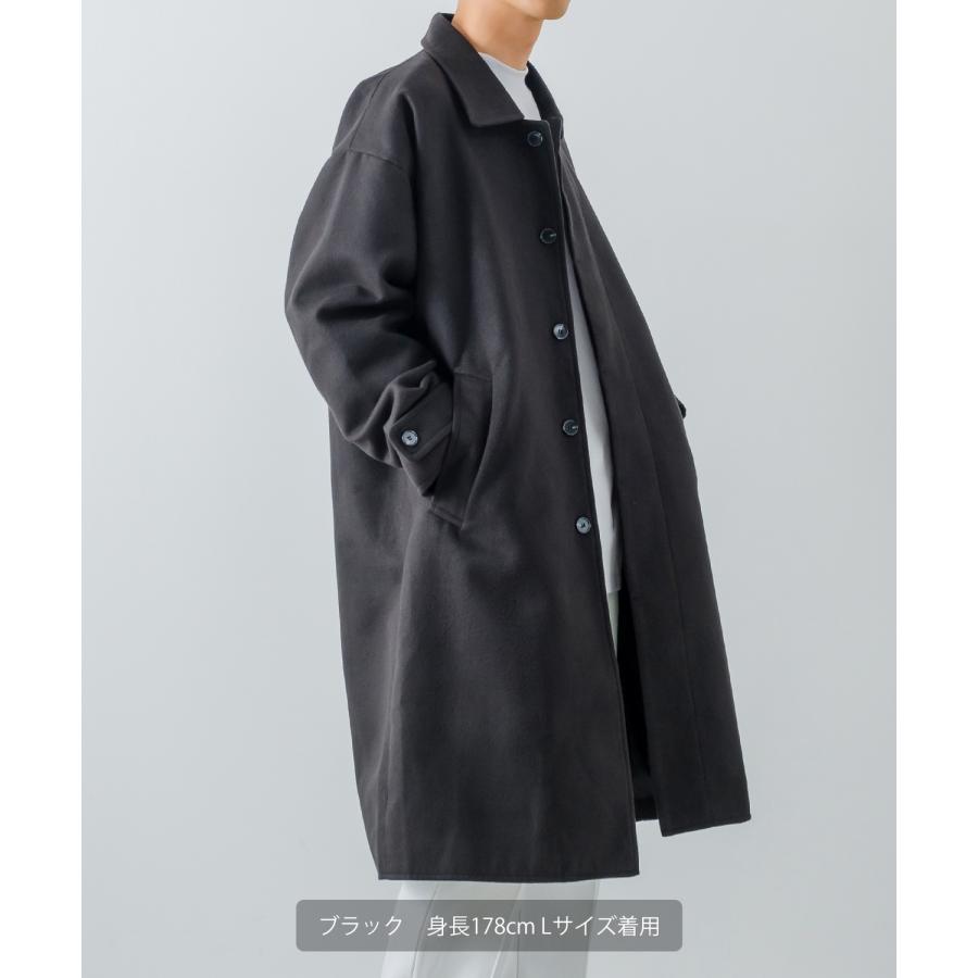 オーバーコート メンズ メルトン ロングコート ショップコート ステンカラーコート オーバーサイズ 大きめ きれいめカジュアル モード トラッド | improves | 05