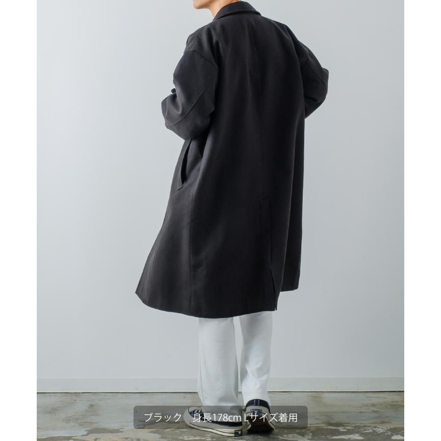 オーバーコート メンズ メルトン ロングコート ショップコート ステンカラーコート オーバーサイズ 大きめ きれいめカジュアル モード トラッド | improves | 06