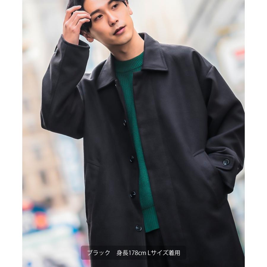 オーバーコート メンズ メルトン ロングコート ショップコート ステンカラーコート オーバーサイズ 大きめ きれいめカジュアル モード トラッド | improves | 07