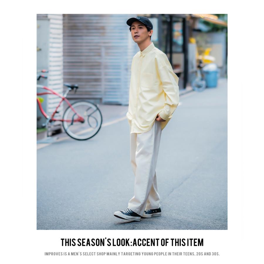 長袖シャツ メンズ オックスフォードシャツ ボタンダウンシャツ カジュアルシャツ ゆったり オーバーサイズ 大きいサイズ ビッグシルエット シンプル 白シャツ | improves | 15