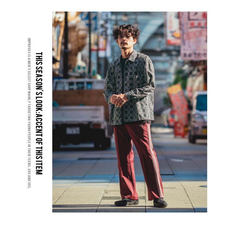 長袖シャツ メンズ レディース フェイク  スエード 柄シャツ 総柄 幾何学模様 カジュアルシャツ ゆったり オーバーサイズ 大きいサイズ ビッグシルエット | improves | 16