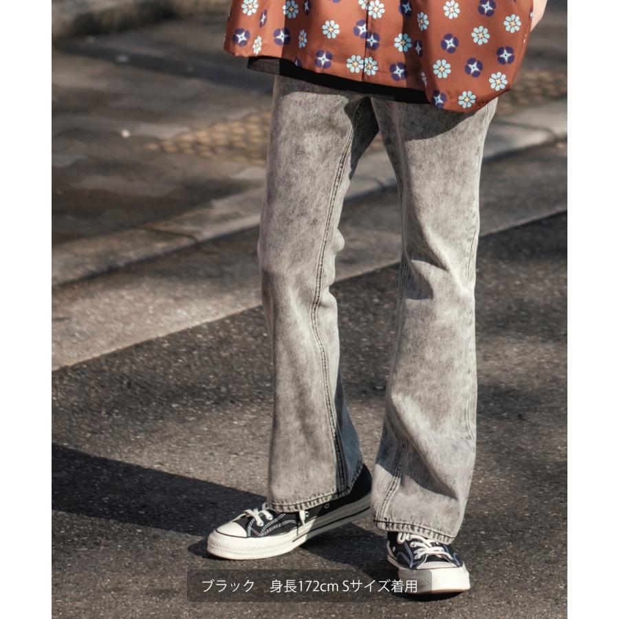 デニムパンツ メンズ ケミカルウォッシュ フレアパンツ ジーンズ デニム フレアカット フレアデニム ヴィンテージ ブーツカット パンタロン 韓国ファッション | improves | 12