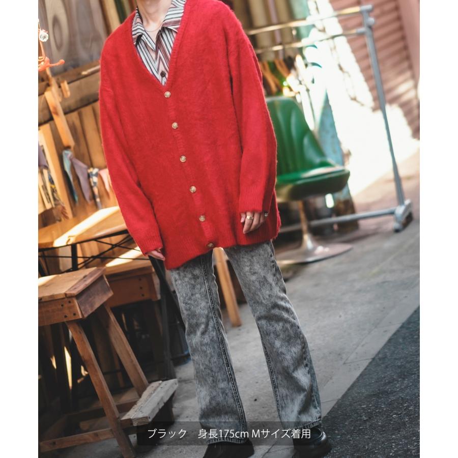 デニムパンツ メンズ ケミカルウォッシュ フレアパンツ ジーンズ デニム フレアカット フレアデニム ヴィンテージ ブーツカット パンタロン 韓国ファッション | improves | 16