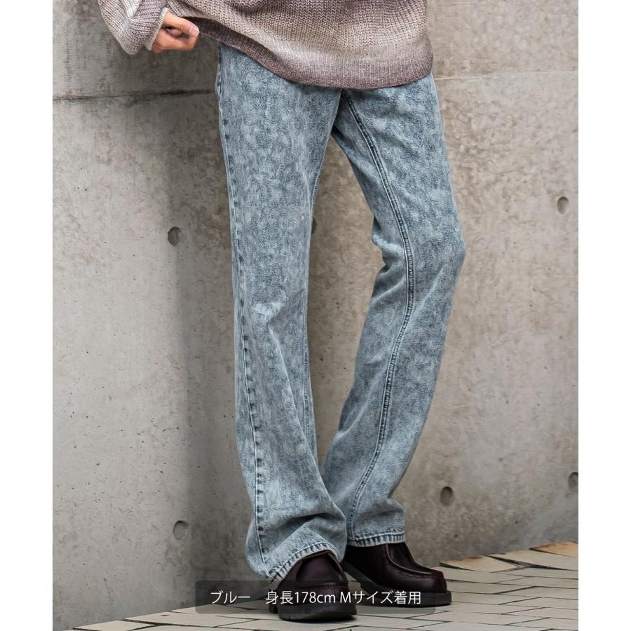 デニムパンツ メンズ ケミカルウォッシュ フレアパンツ ジーンズ デニム フレアカット フレアデニム ヴィンテージ ブーツカット パンタロン 韓国ファッション | improves | 03