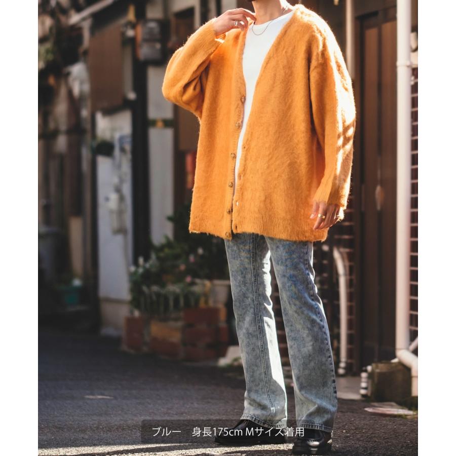 デニムパンツ メンズ ケミカルウォッシュ フレアパンツ ジーンズ デニム フレアカット フレアデニム ヴィンテージ ブーツカット パンタロン 韓国ファッション | improves | 10