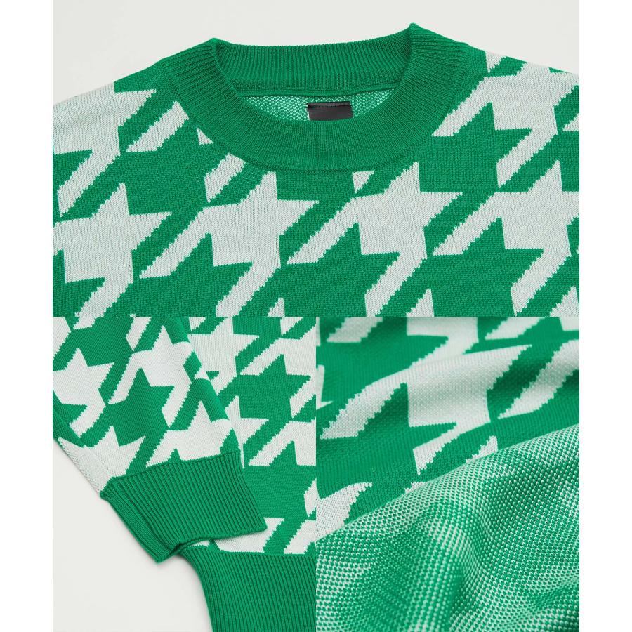 ニットセーター メンズ クルーネック 千鳥格子 ハウンドトゥース チェック柄 カラーニット オーバーサイズ きれいめカジュアル モード ストリート | improves | 25