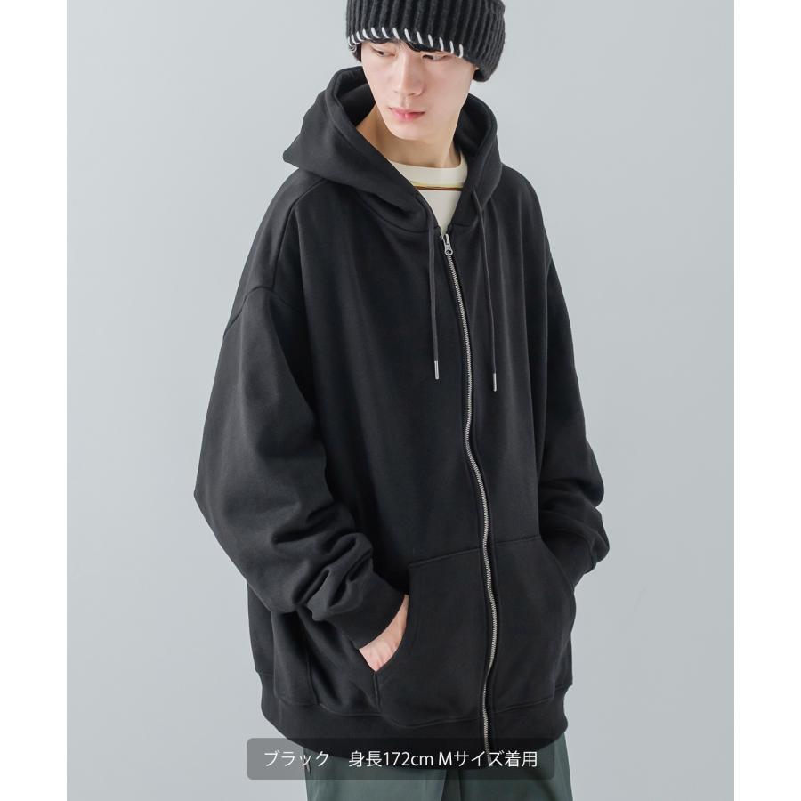 ジップパーカー メンズ 13.4オンス ヘビーウエイト 裏毛 フルジップ ジップアップ ライトアウター スウェット スエット オーバーサイズ 古着MIX ストリート | improves | 13
