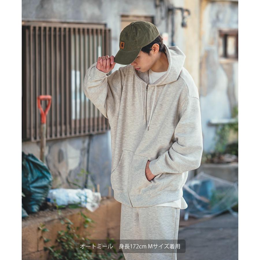 ジップパーカー メンズ 13.4オンス ヘビーウエイト 裏毛 フルジップ ジップアップ ライトアウター スウェット スエット オーバーサイズ 古着MIX ストリート | improves | 03