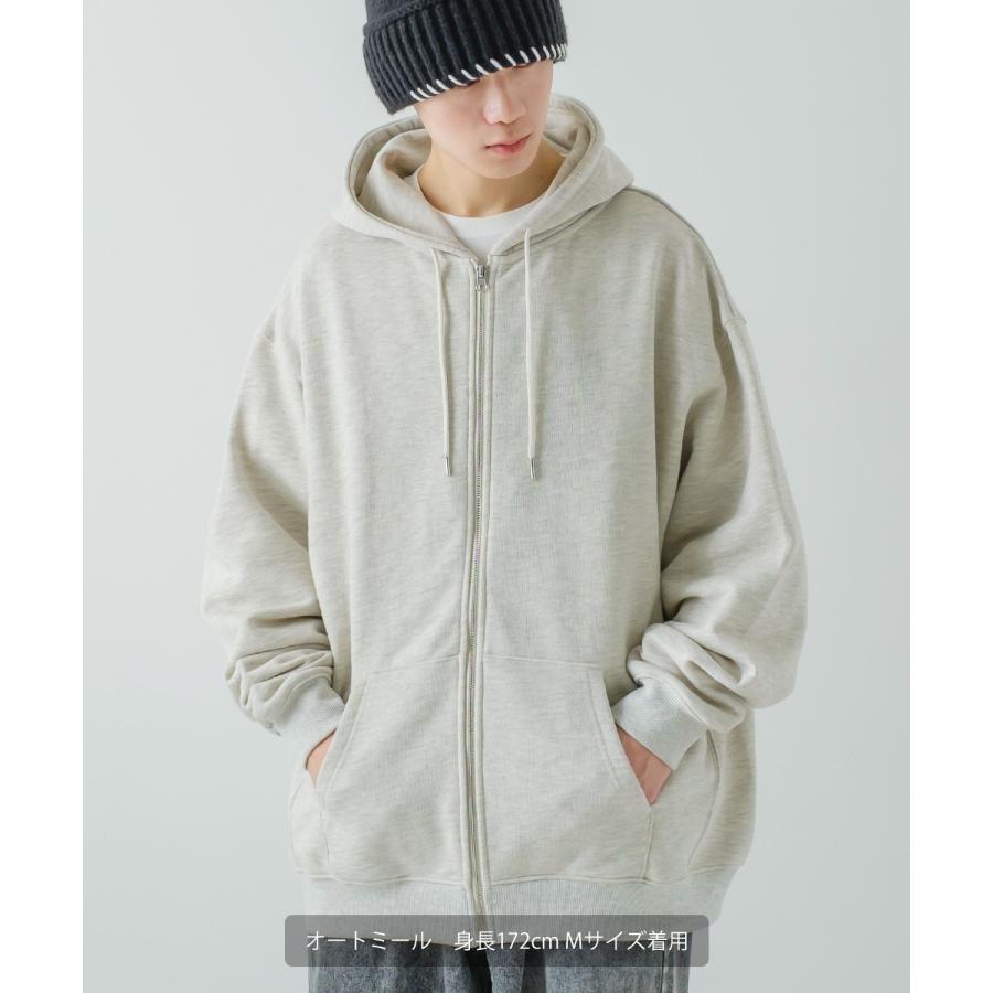 ジップパーカー メンズ 13.4オンス ヘビーウエイト 裏毛 フルジップ ジップアップ ライトアウター スウェット スエット オーバーサイズ 古着MIX ストリート | improves | 06