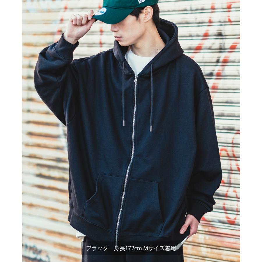 ジップパーカー メンズ 13.4オンス ヘビーウエイト 裏毛 フルジップ ジップアップ ライトアウター スウェット スエット オーバーサイズ 古着MIX ストリート | improves | 09