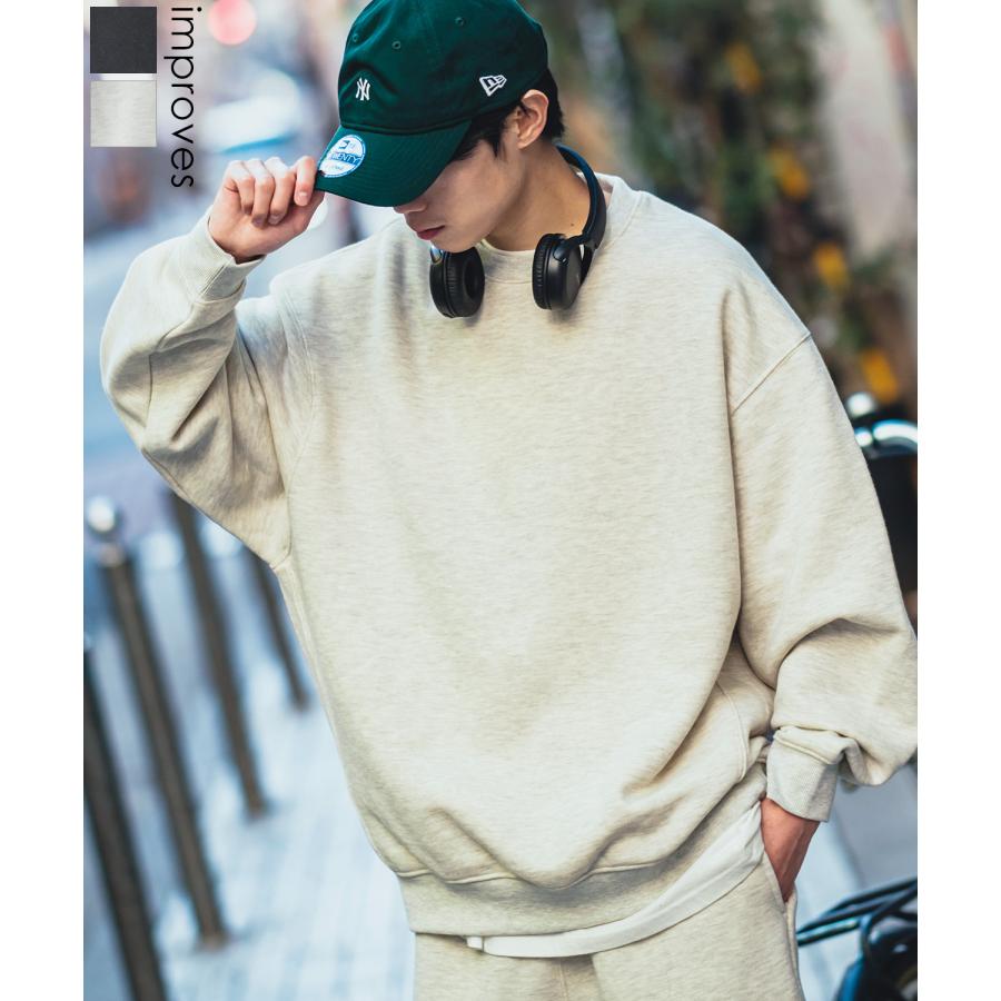 トレーナー メンズ 13.4オンス ヘビーウエイト 裏起毛 クルーネック スウェット スエット オーバーサイズ シンプル 古着MIX スポーティー ストリート | improves