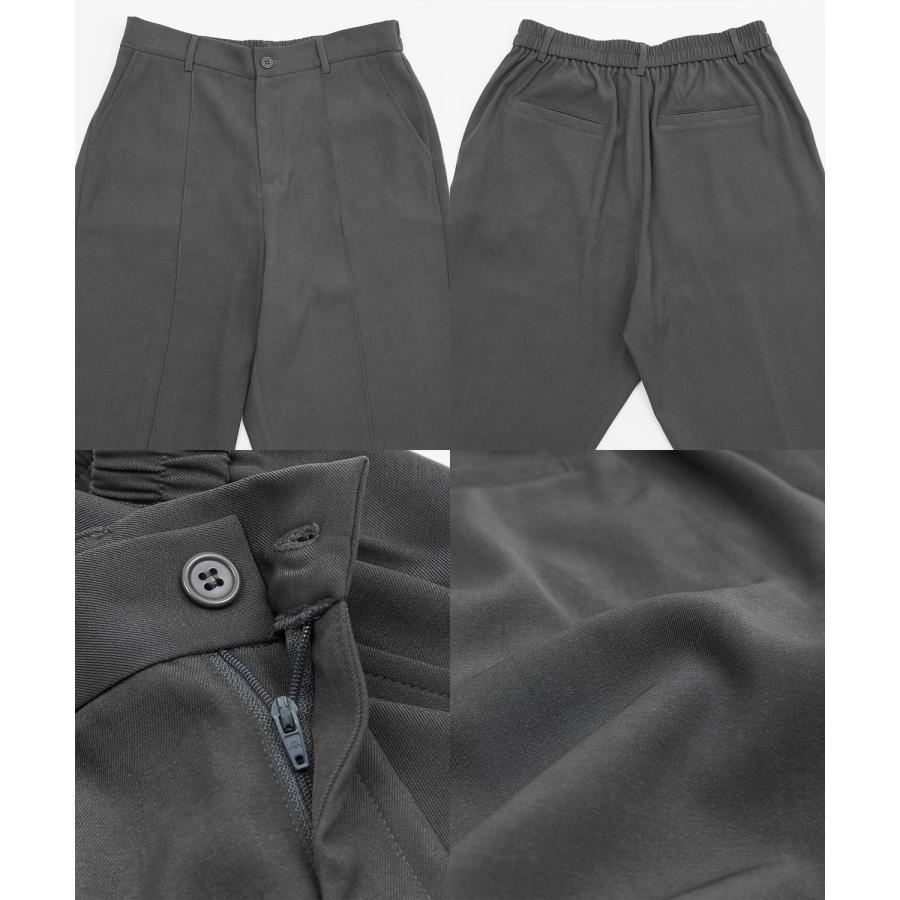 スラックス メンズ ワイドパンツ スーツ生地 ピンタック  センタープレス イージーパンツ オーバーサイズ 大きめ キレイめ カジュアル モード 韓国ファッション | improves | 14