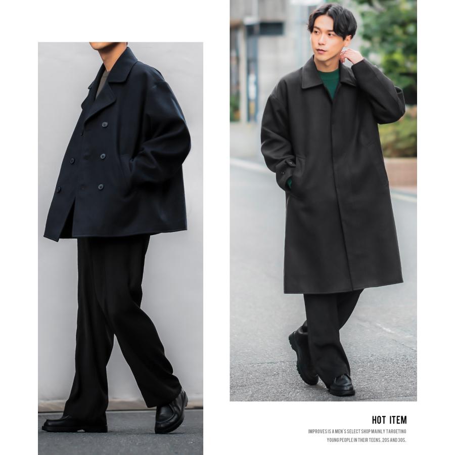 スラックス メンズ ワイドパンツ スーツ生地 ピンタック  センタープレス イージーパンツ オーバーサイズ 大きめ キレイめ カジュアル モード 韓国ファッション | improves | 17