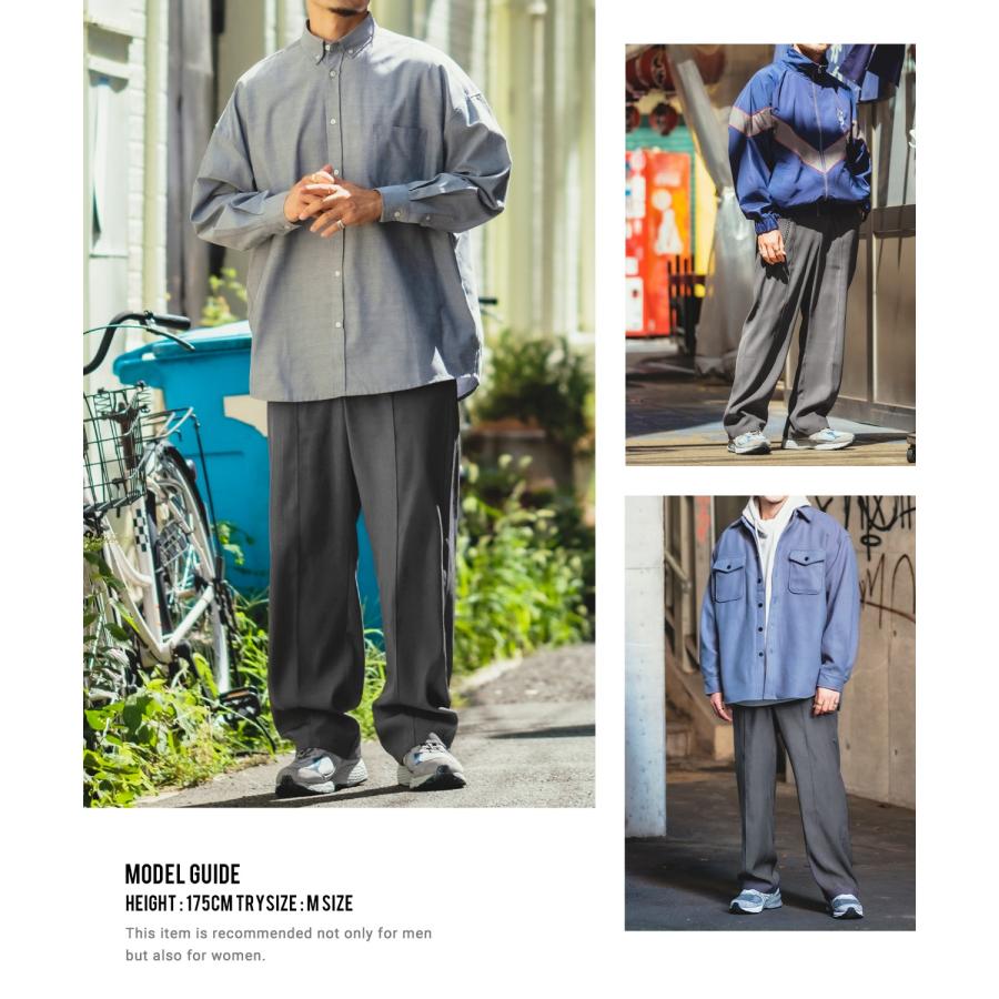 スラックス メンズ ワイドパンツ スーツ生地 ピンタック  センタープレス イージーパンツ オーバーサイズ 大きめ キレイめ カジュアル モード 韓国ファッション | improves | 19