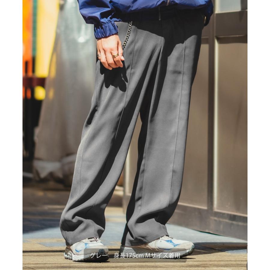 スラックス メンズ ワイドパンツ スーツ生地 ピンタック  センタープレス イージーパンツ オーバーサイズ 大きめ キレイめ カジュアル モード 韓国ファッション | improves | 10