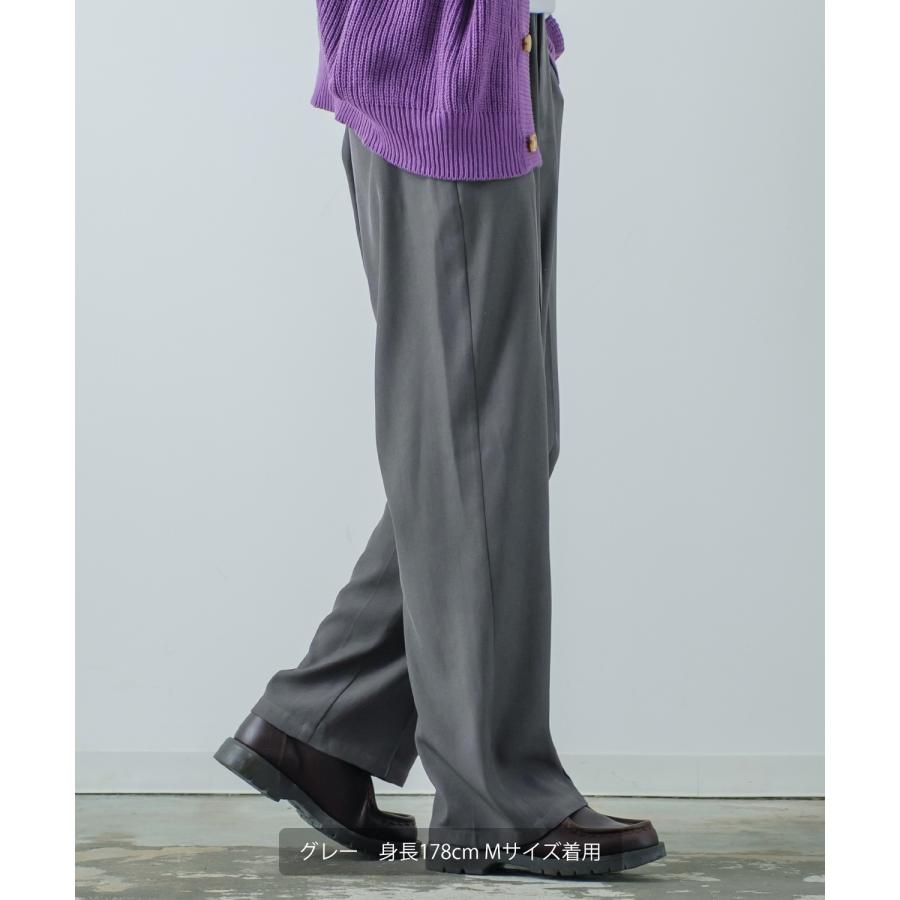 スラックス メンズ ワイドパンツ スーツ生地 ピンタック  センタープレス イージーパンツ オーバーサイズ 大きめ キレイめ カジュアル モード 韓国ファッション | improves | 11