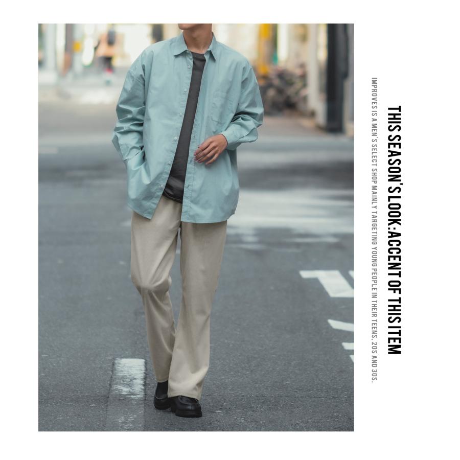 スラックス メンズ コーデュロイ フレアパンツ タックパンツ イージーパンツ カラーパンツ ブーツカット フレアカット きれいめカジュアル モード 韓国 | improves | 22