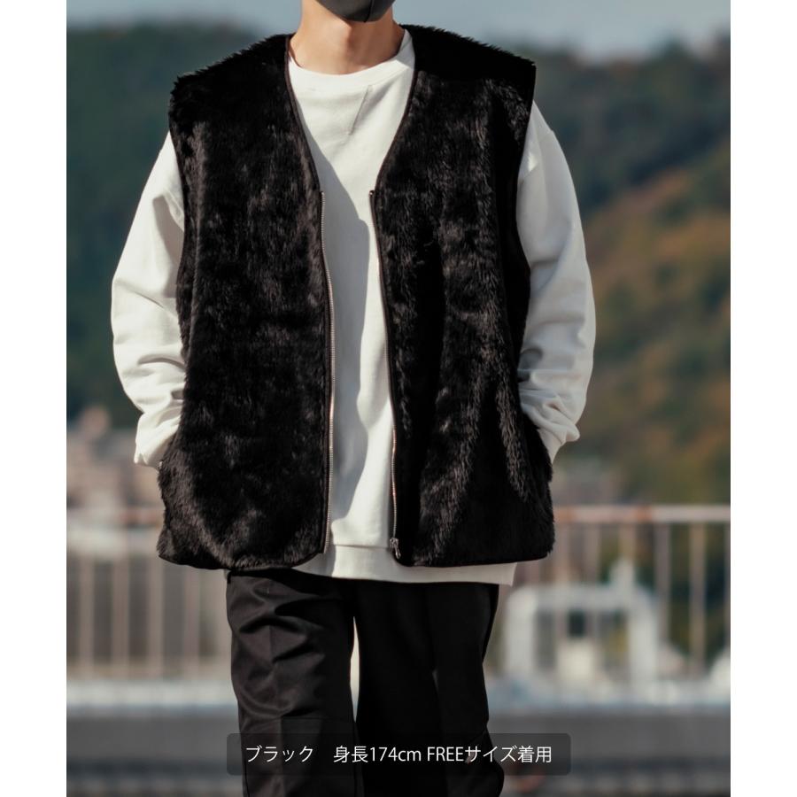 ベスト メンズ ファーベスト ビッグシルエット オーバーサイズ 大きいサイズ モコモコ ファージャケット シンプル 古着MIX ストリート 韓国ファッション | improves | 04