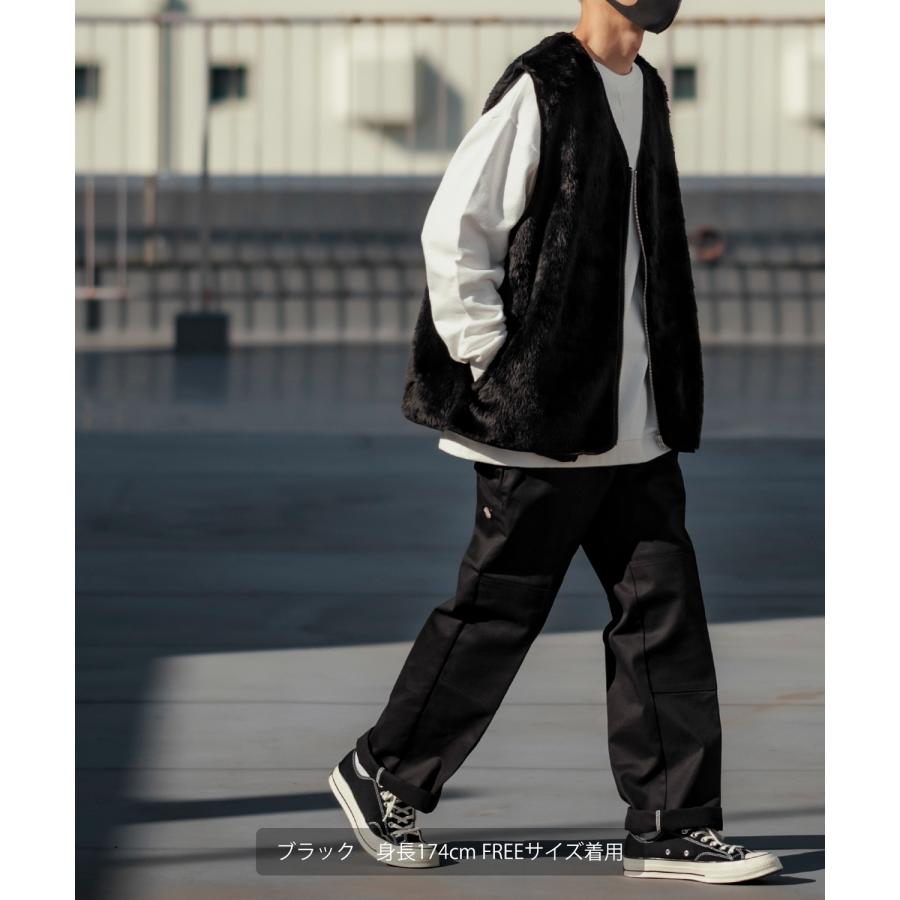 ベスト メンズ ファーベスト ビッグシルエット オーバーサイズ 大きいサイズ モコモコ ファージャケット シンプル 古着MIX ストリート 韓国ファッション | improves | 05