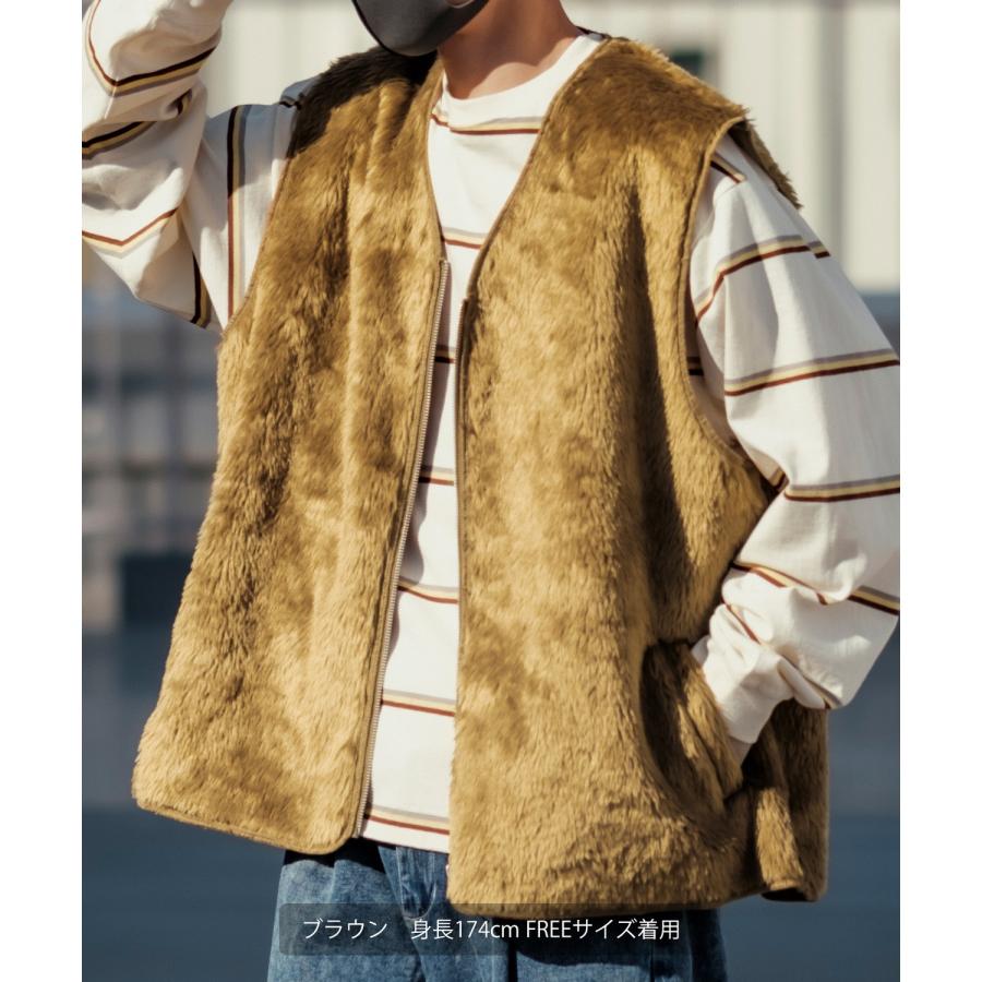 ベスト メンズ ファーベスト ビッグシルエット オーバーサイズ 大きいサイズ モコモコ ファージャケット シンプル 古着MIX ストリート 韓国ファッション | improves | 10