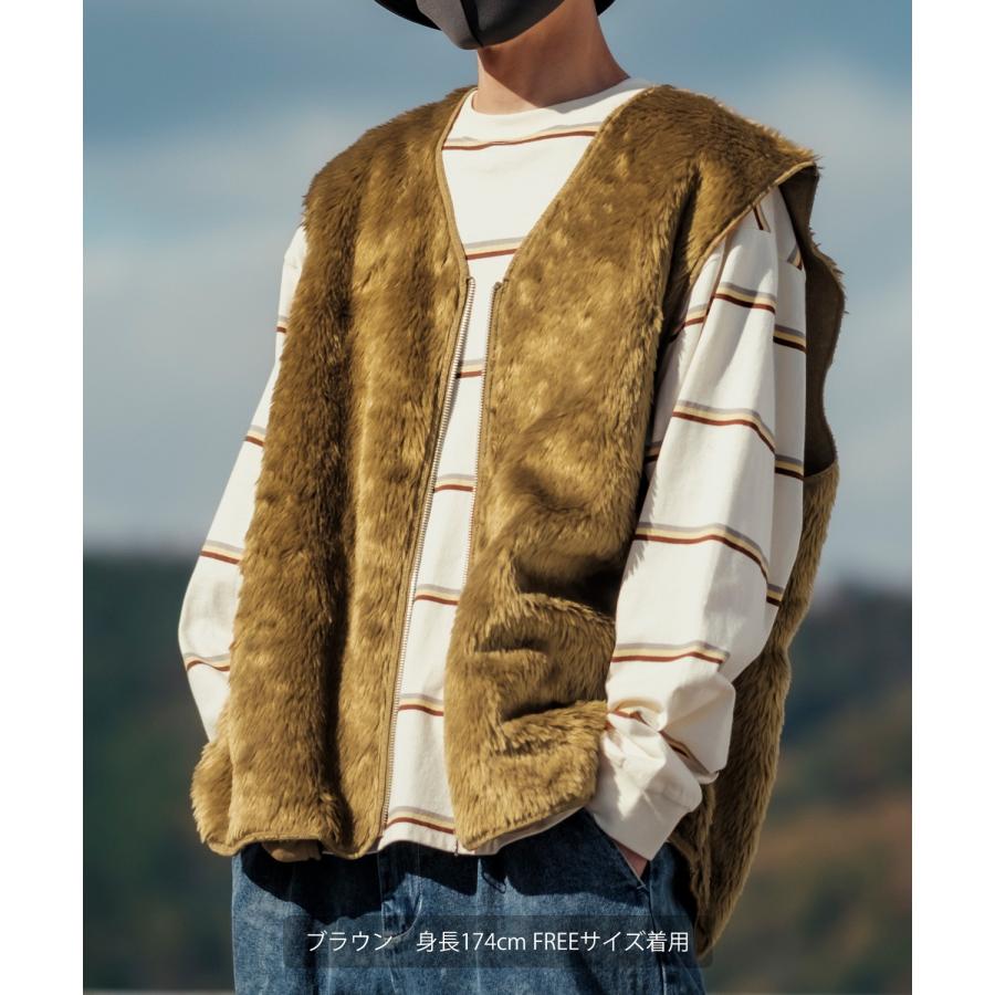 ベスト メンズ ファーベスト ビッグシルエット オーバーサイズ 大きいサイズ モコモコ ファージャケット シンプル 古着MIX ストリート 韓国ファッション | improves | 11